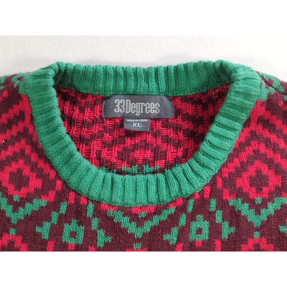 33Degrees Santa Beer Pocket Ugly Christmas Sweater Red Green Mens XL Funny - Picture 9 of 11